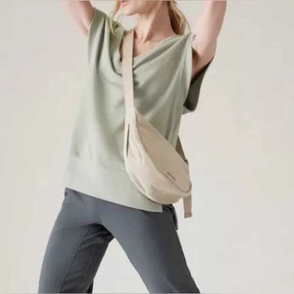 Athleta Tops - ATHLETA Retroterry V-Neck Sweatshirt Tee Sleeveless in Fern Green, Size L